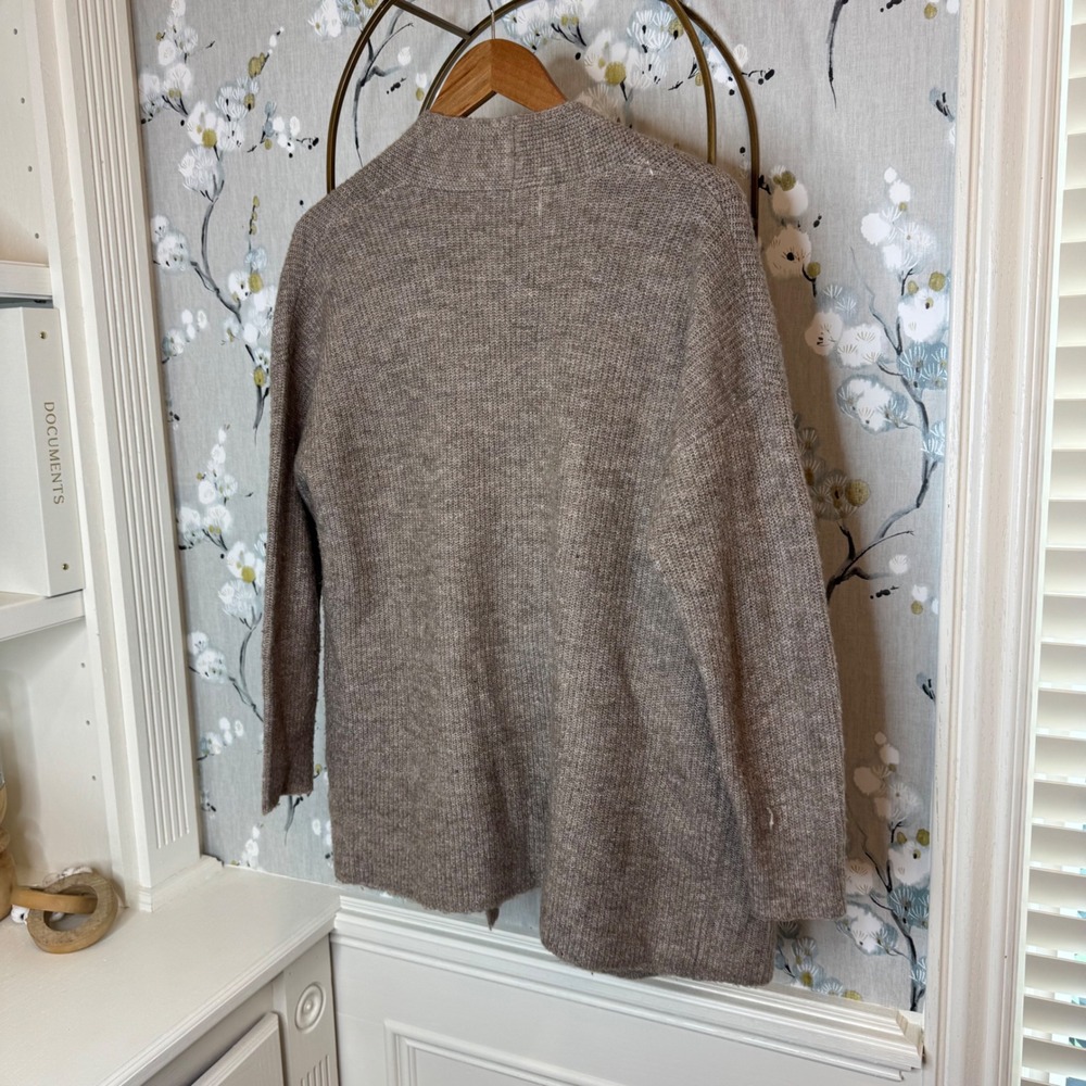 John + Jenn Womens Open Front Cardigan Taupe Brown Marl Knit Pocket Sweater S - Picture 6 of 6